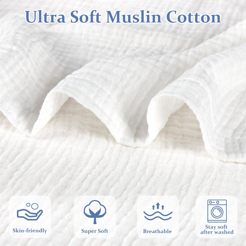Hooyax Muslin Baby Lounger Cover Soft Organic Cotton Slipcover Fits Newborn Lounger for Baby Boys and Girls (White) - Image 2